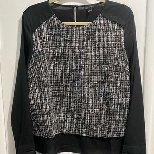 Ann Taylor tweed front georgette blouse